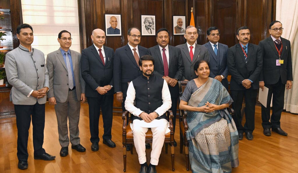 Finance minister Nirmala Sitharaman with her team