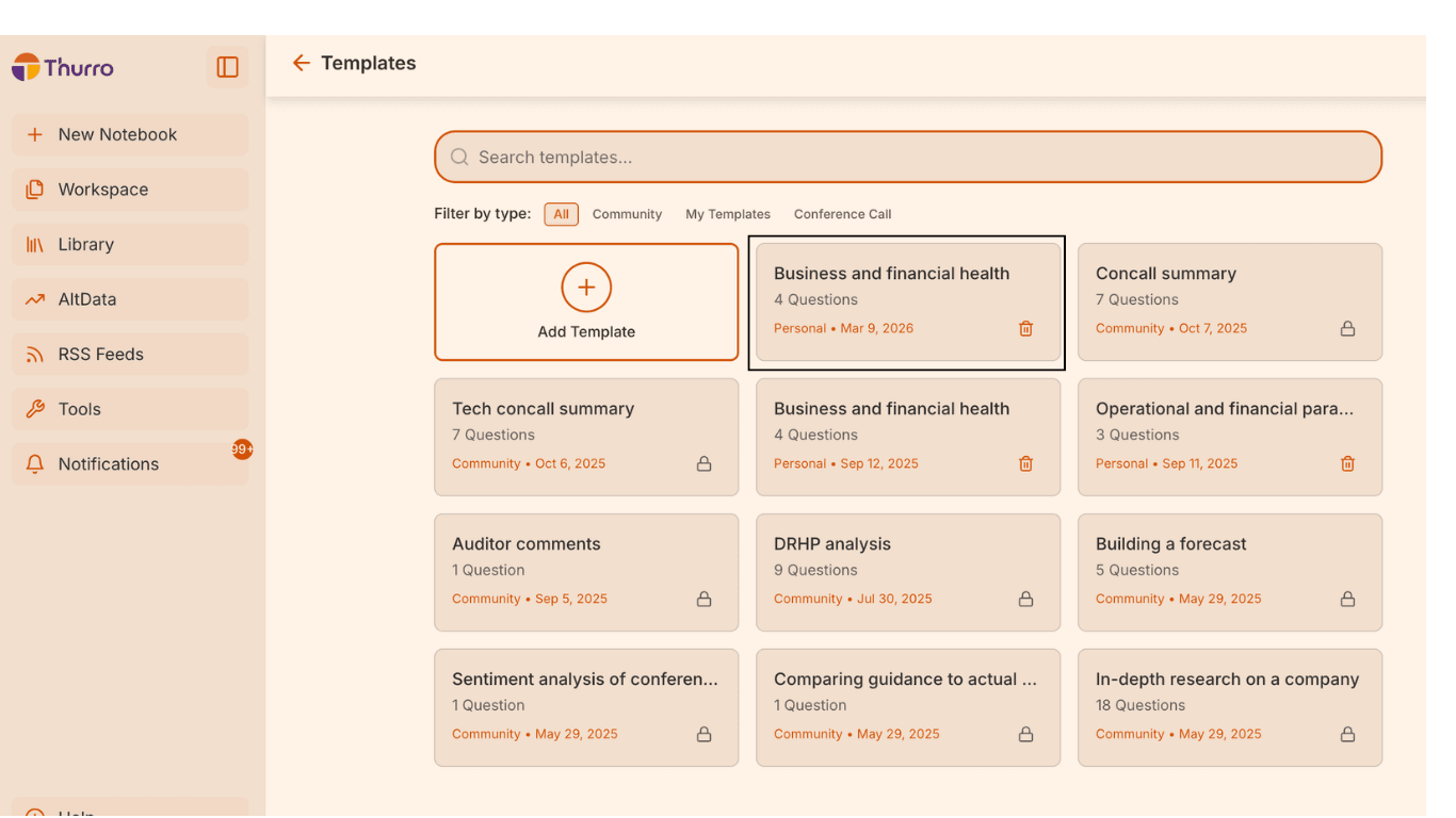 Thurro Tasks - Creating Templates 4 templates page - 4